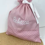 Sacco cambio ospedale neonata rosa con stelline e nome ricamato