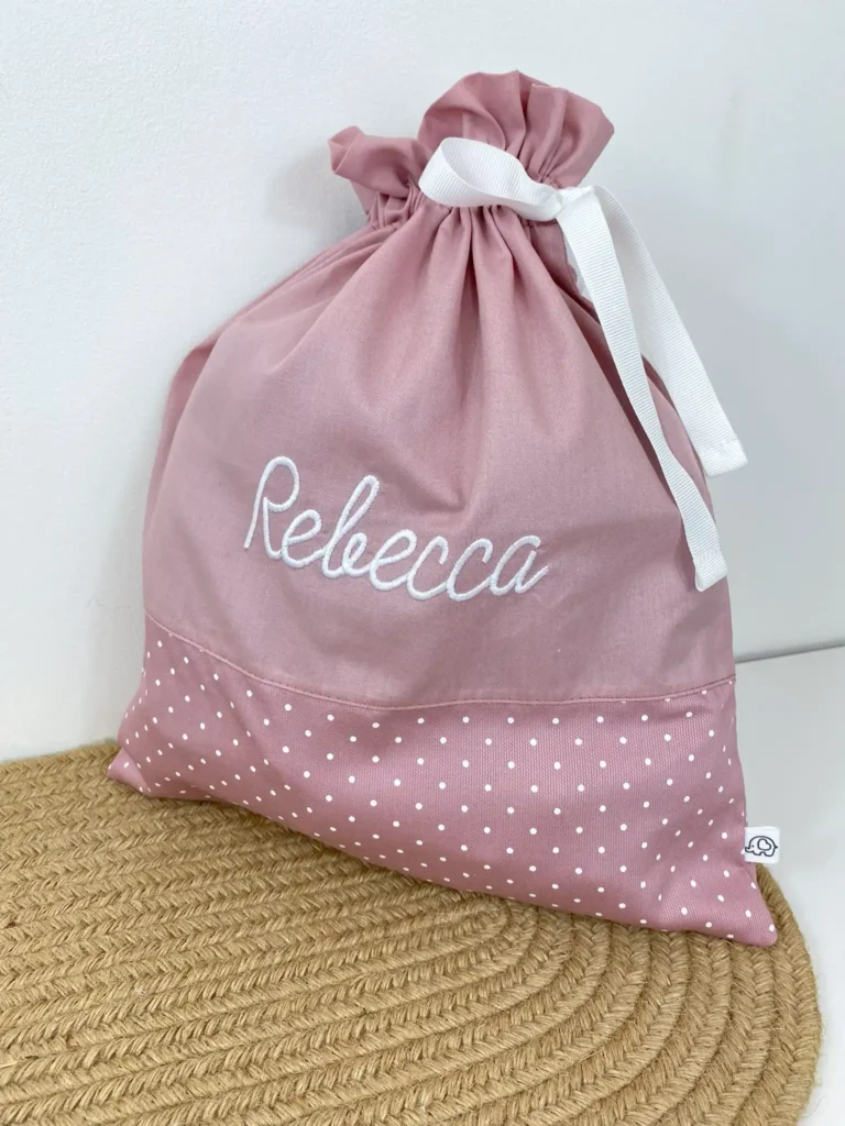 Sacco cambio ospedale neonata rosa con stelline e nome ricamato