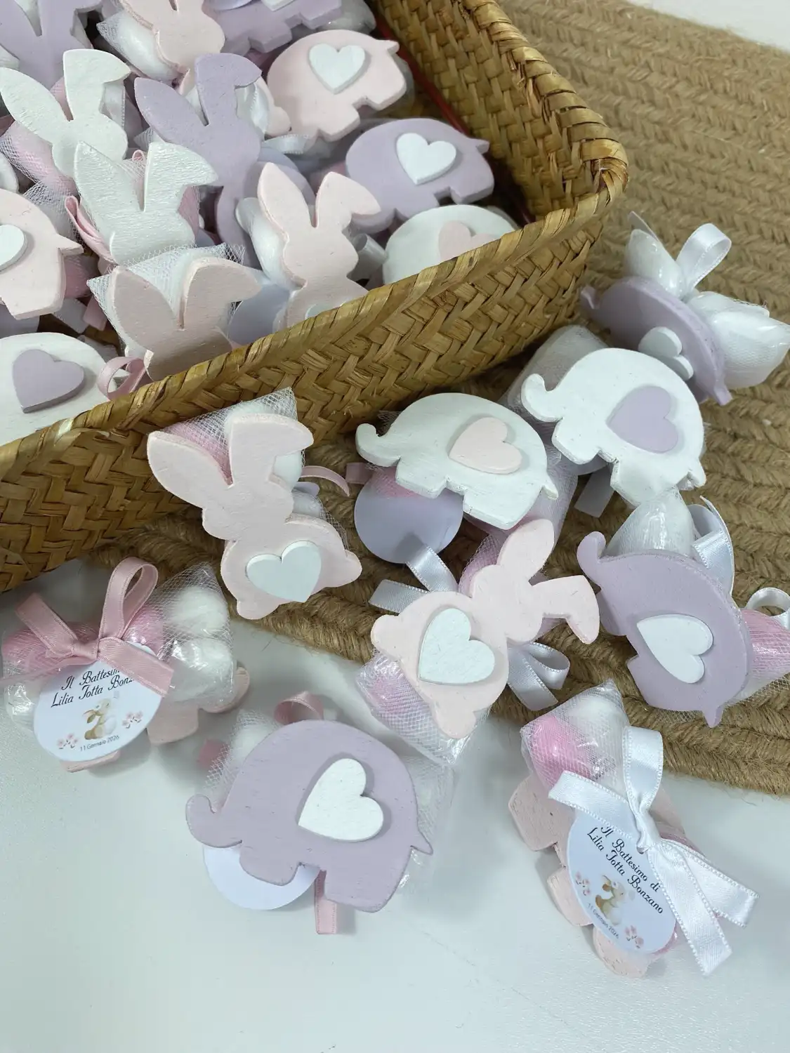 Bomboniera Elefantino Coniglietto Legno