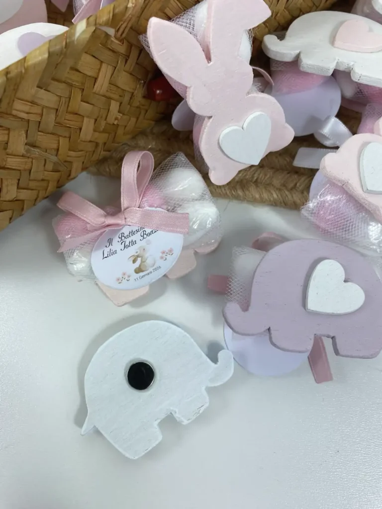 Bomboniera Elefantino Coniglio Legno