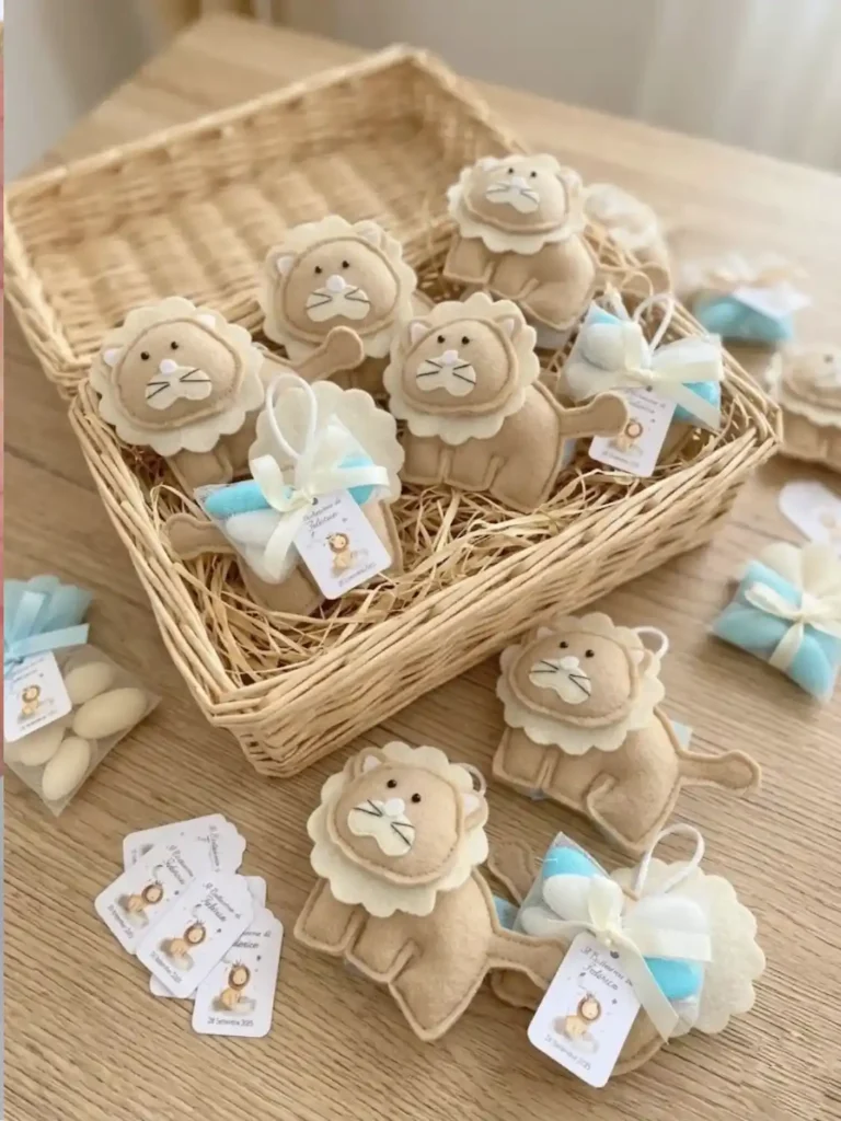 bomboniera leoncino pannolenci nascita o battesimo