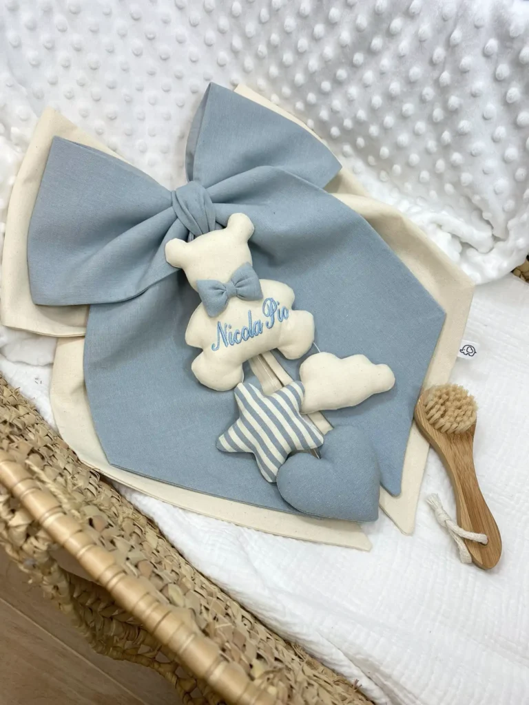 Fiocco nascita doppio bimbo personalizzato