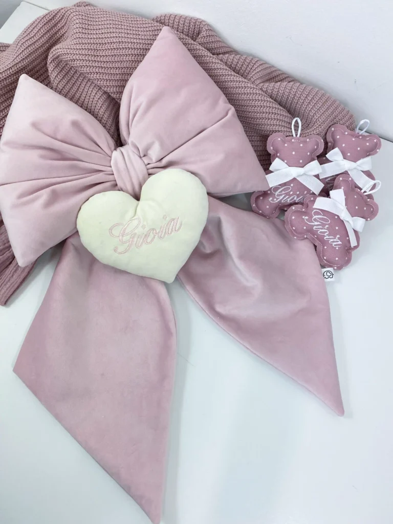 Fiocco Nascita Velluto rosa