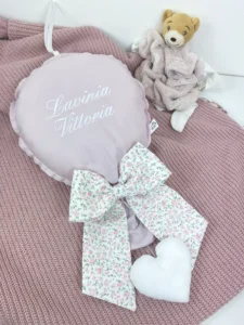 Fiocco Nascita Mongolfiera Rosa