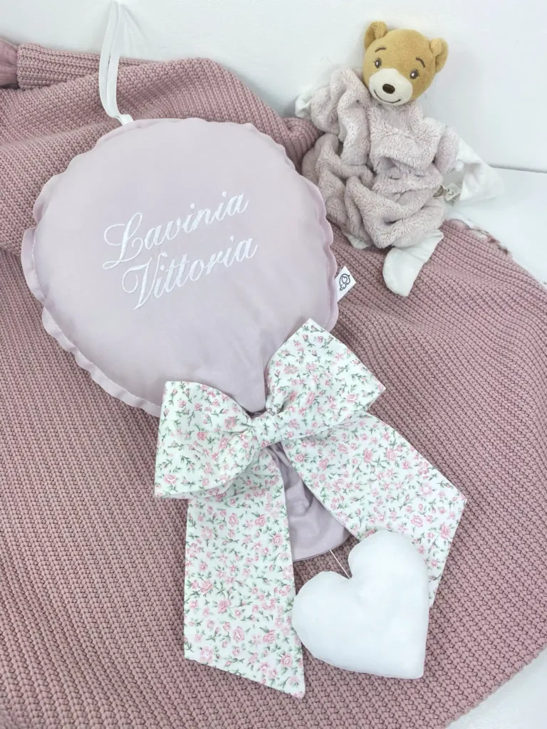 Fiocco Nascita Mongolfiera Rosa