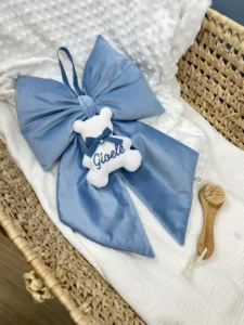 Fiocco Velluto bimbo con pendente ricamato