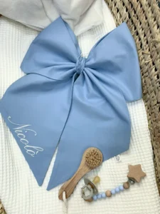 Fiocco Nascita ricamo su gala