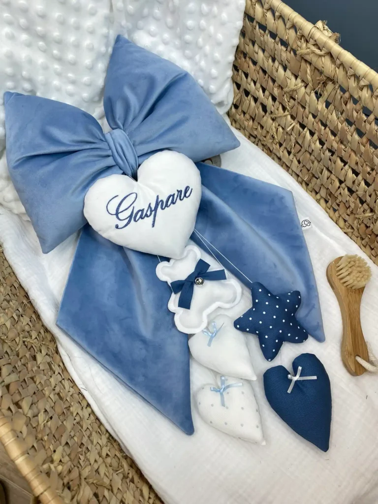 Fiocco Nascita bambino con pendenti vari