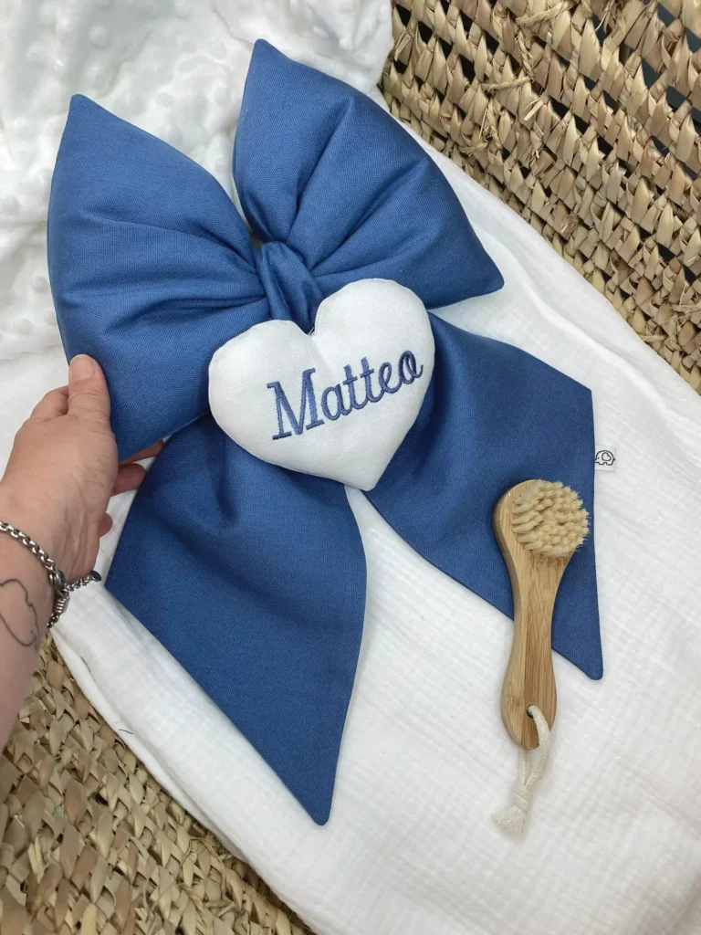 Fiocco Nascita Neonato con pendente ricamato