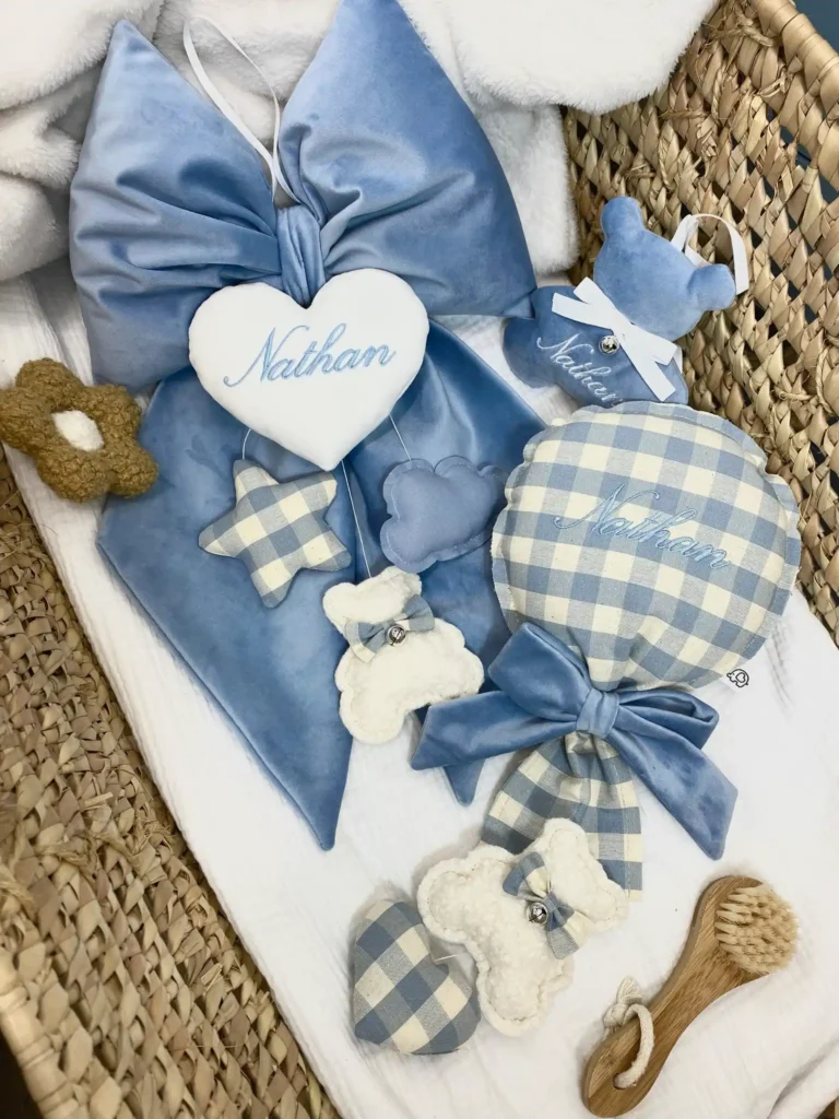 Fiocco Nascita Maschietto Personalizzato in velluto