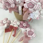 Bomboniera Margherita in tessuto su bacchetta